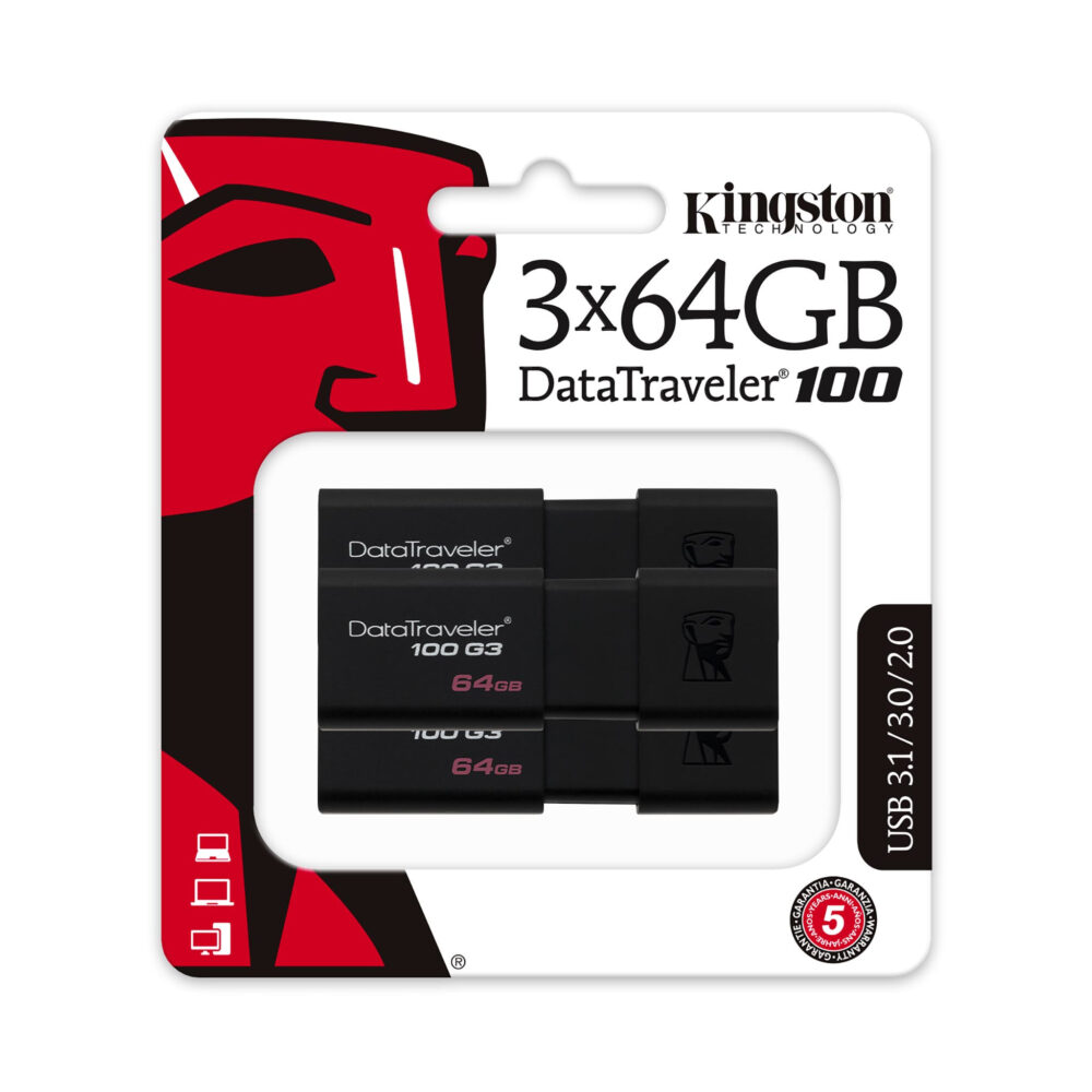 Kingston DataTraveler 100 G3 64GB USB FlashDrive 3.0 DT100G3