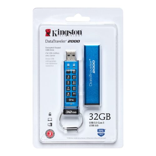 Kingston DataTraveler 2000 32GB USB FlashDrive 3.0 Secure  DT2000