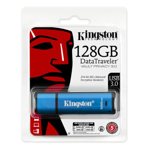 Kingston DataTraveler Vault Privacy 128GB USB FlashDrive 3.0 DTVP30