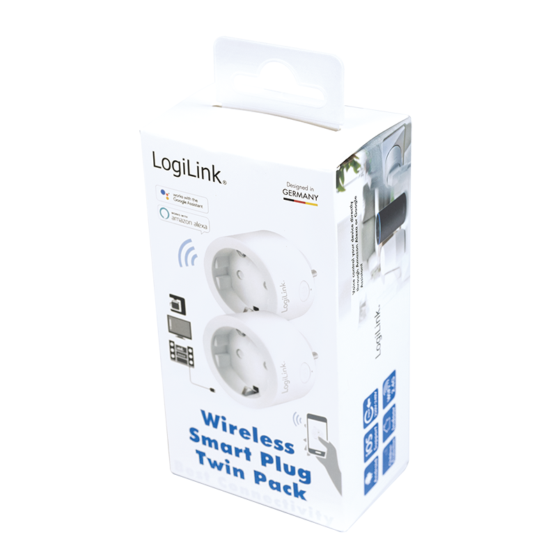 LogiLink Smart Plug Socket Twin Pack voice controlled Wifi 2.4 PA0200