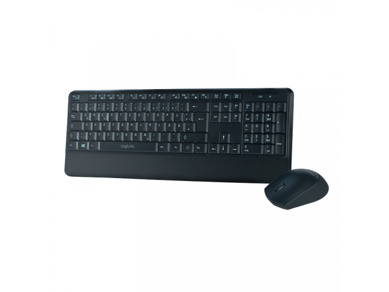 LogiLink Wireless Keyboard - RF Wireless - QWERTZ - Black - Mouse included ID0161