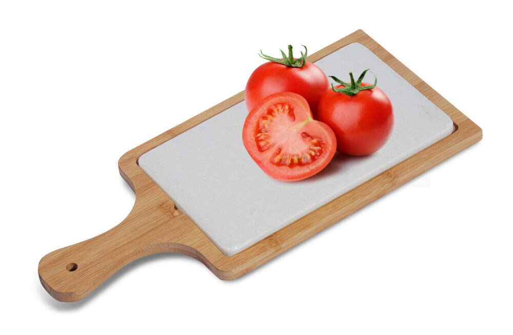MK Bamboo DAMASKUS - Marble cutting board with Bamboo tray