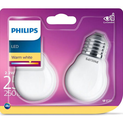 Philips LED Warm White E27 2,2W=25W 250 Lumen (2 Pcs.)