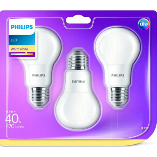 Philips LED Warm White E27 5,5W=40W 470 Lumen (3 Pcs.)
