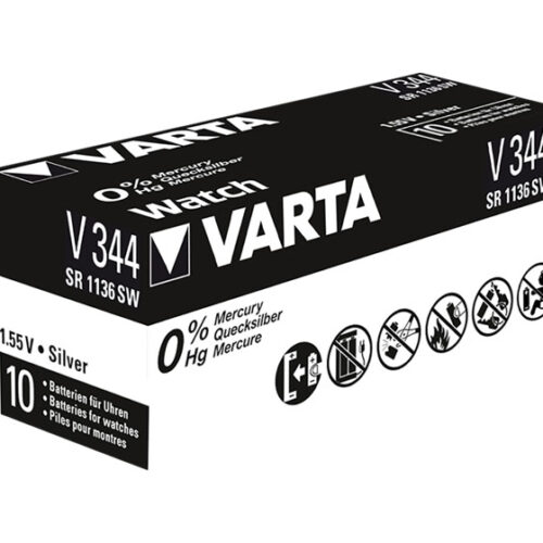 Varta Batterie Silver Oxide Knop. 344, 1.55V Retail (10-Pack) 00344 101 111