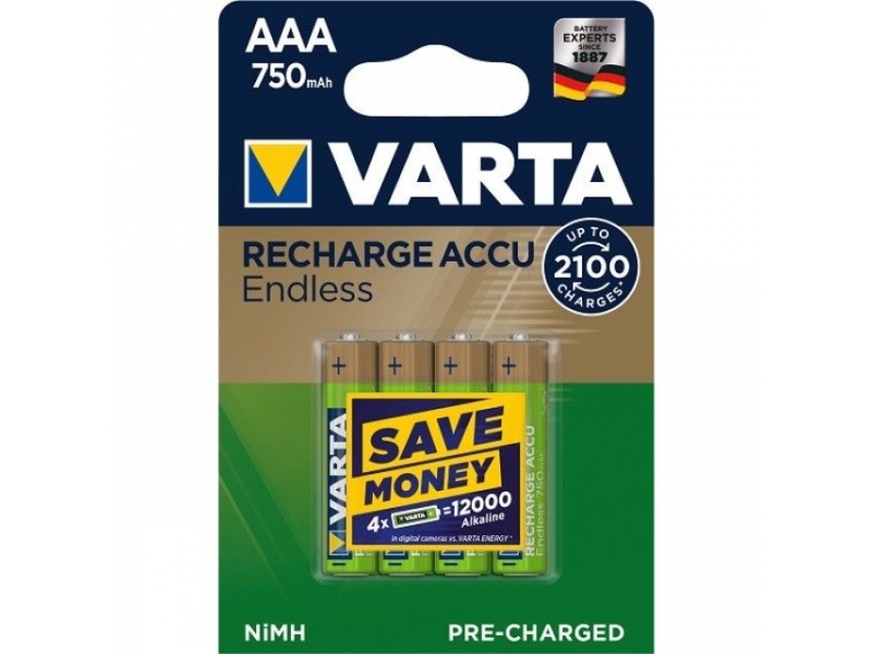 Varta Endless Nickel-Metall-Hydrid  Akku AAA 750mAh 56673 101 404