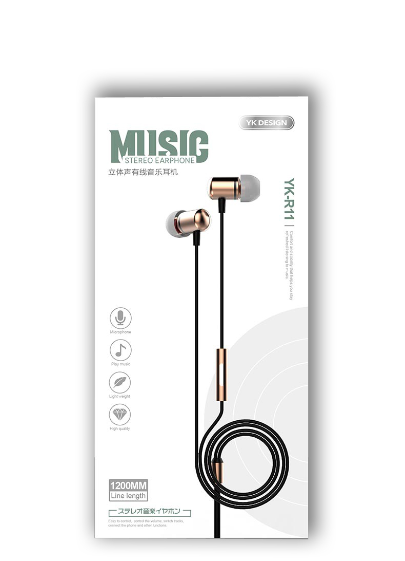 YK-Design Stereo Wired Music Earphones 3,5mm (YK-R11)