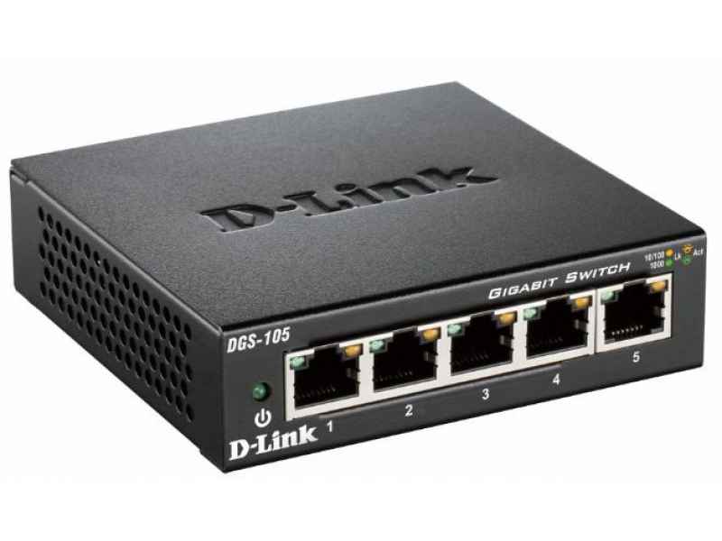 D-Link Black  Switch - Copper Wire 1 Gbps - External DGS-105