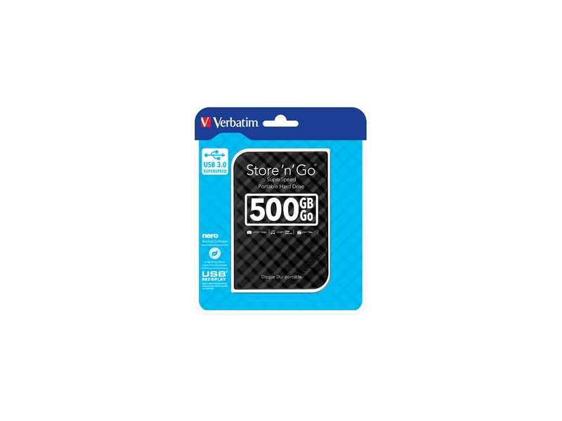 HDD 2.5 USB3 500GB Verbatim Store n Go GEN2 black 53193