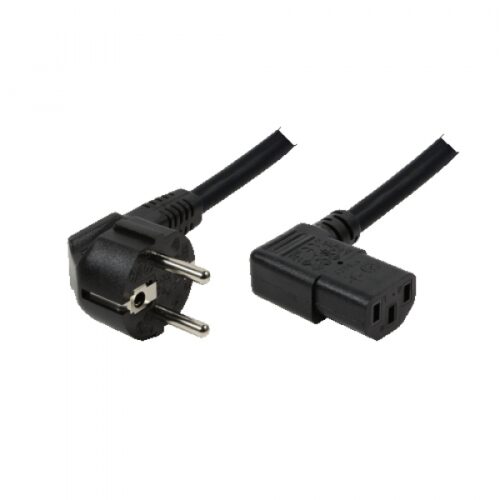 Logilink Power cord safety plug 90° to IEC C13 female 2m Black CP103