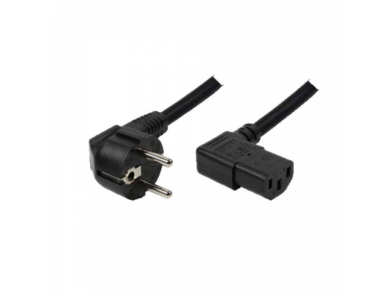 Logilink Power cord safety plug 90° to IEC C13 female 2m Black CP103