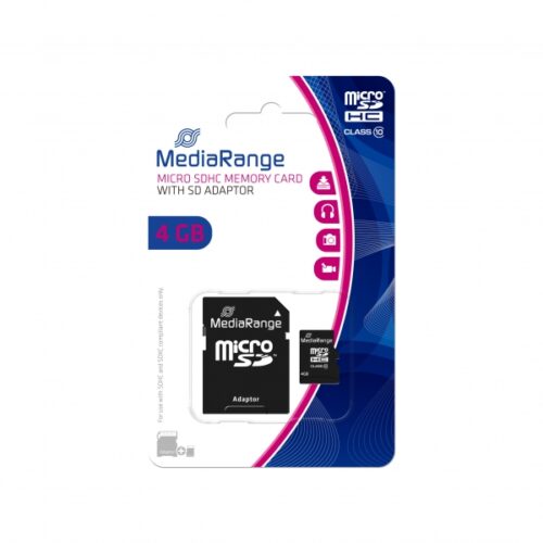 MediaRange MicroSD Card 4GB CL.10 inkl. Adapter MR956