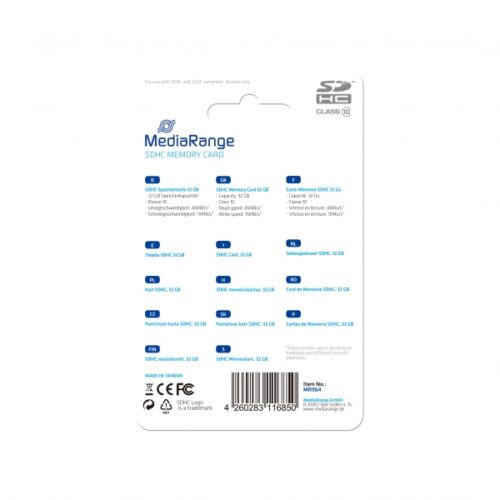 MediaRange SDHC Card 32GB Cl.10 MR964