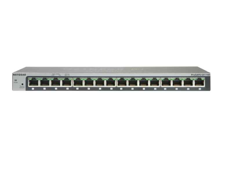 Netgear ProSafe 16 Port Gigabit Desktop Switch - Switch - Copper Wire 1 Gbps - External GS116GE