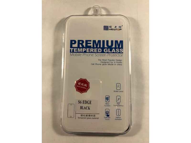 Panzerglas 9H Premium for Samsung S6 Edge Black RETAIL