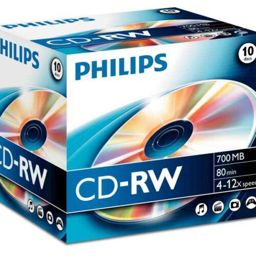 Philips CD-RW 700MB 10pcs jewel case carton box 4-12x CW7D2NJ10