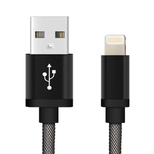 Reekin Charging cable for Iphone (USB-Lightning) - 1,0 Meter (Black-Fishing Net)