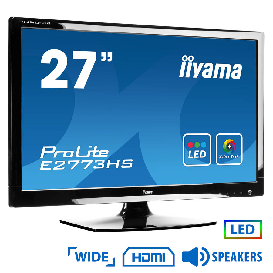 Used Monitor E2773HS LED/iiyama/27"/1920x1080/Wide/Black/w/Speakers/VGA & DVI-D & HDMI