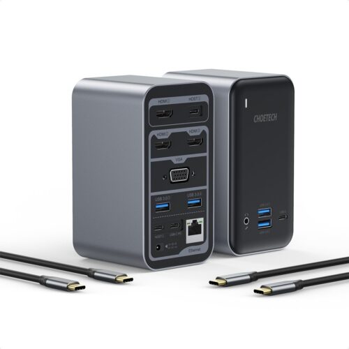 15-in-1 USB-C Hub - USB-C, 100W PD, 4K HDMI @60Hz, VGA, USB 3.0, 3.5mm Jack - Sky Gray