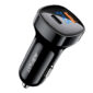 Car charger with USB-C PD 3.0 and USB-A - 66W output - LED display - black