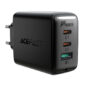 Power adapter with 2x USB-C and USB-A ports - 65W output - Black
