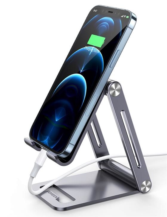 Sturdy adjustable and foldable phone holder - Aluminum - Sky Grey
