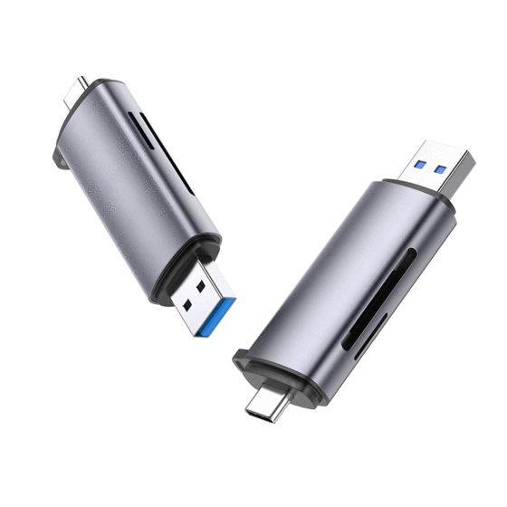 USB-C and USB-A Card Reader - USB 3.0 5Gbps - USB-C OTG Function