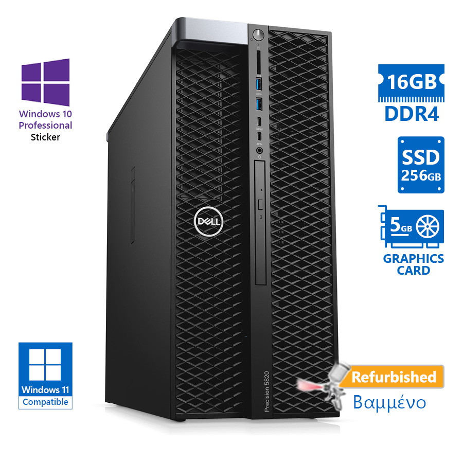 Dell Precision 5820 Tower Xeon W-2133(6-Cores)/16GB DDR4/256GB SSD & 500GB/No ODD/Nvidia 5GB/10P Gra
