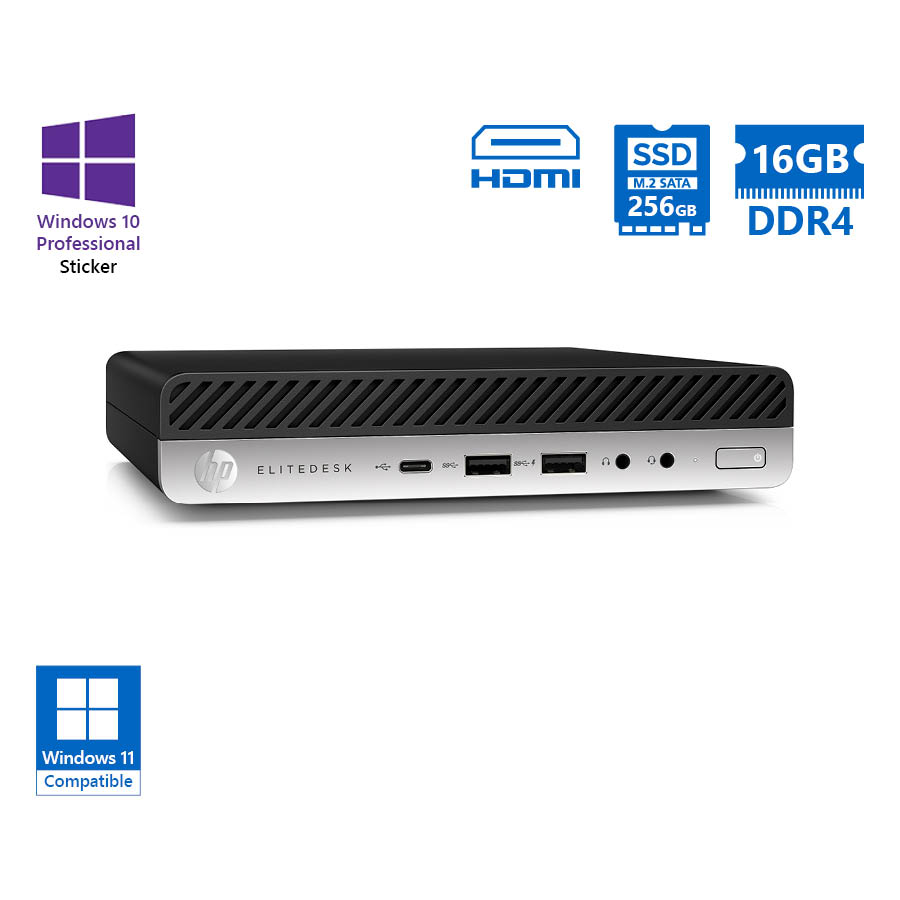 HP EliteDesk 705G5 DM AMD Ryzen 5 Pro 3400G/16GB DDR4/256GB M.2 SSD/No ODD/10P Grade A Refurbished P