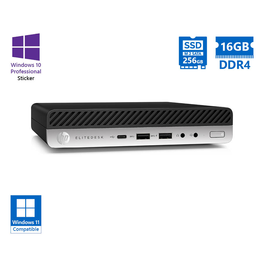 HP EliteDesk 800G4 DM i5-8500T/16GB DDR4/256GB M.2 SSD/No ODD/10P Grade A Refurbished PC