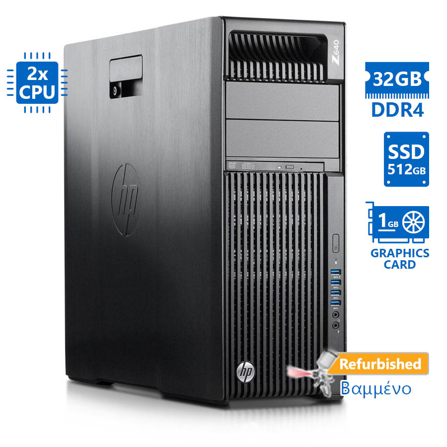 HP Z640 Tower Xeon 2xE5-2620v3(6-Cores)/32GB DDR4/512GB SSD/Nvidia 1GB/DVD/7P Grade A+ Workstation R