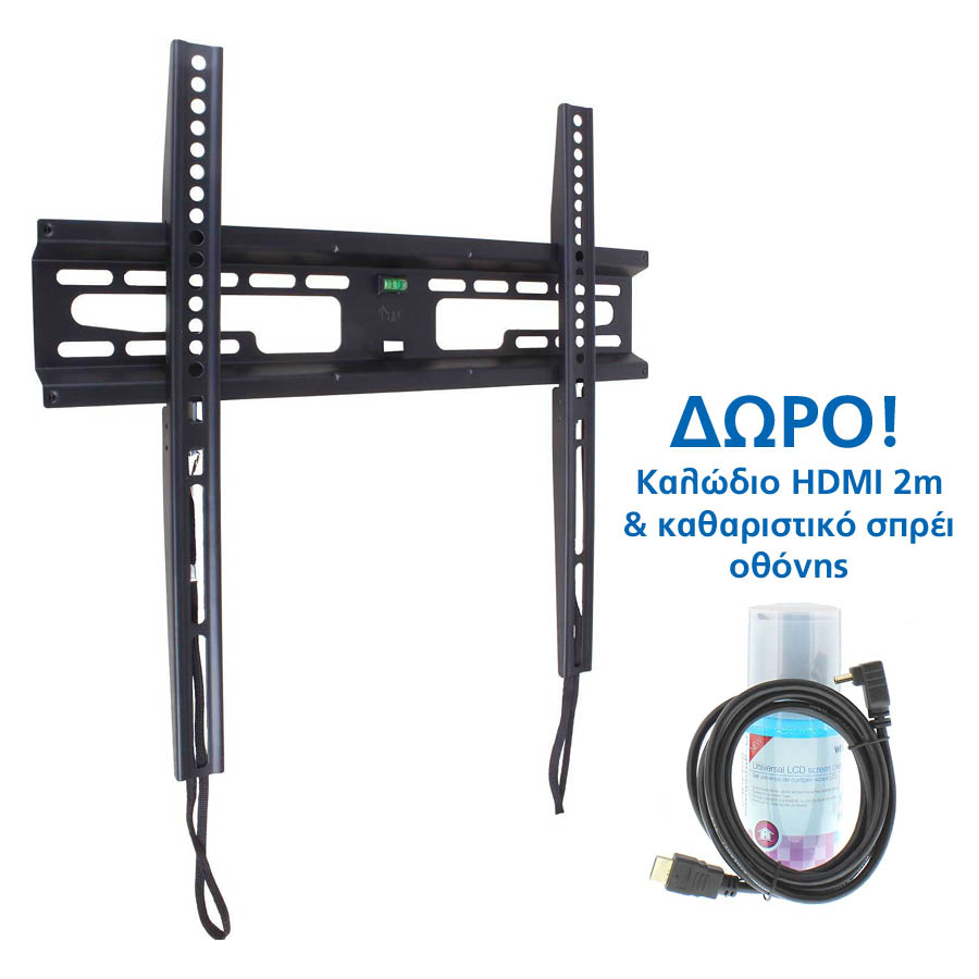 Βάση FXS60 23``-60``Μαύρη Σταθερή με κορδόνι Well TVS-LCD-FXS60P-WL