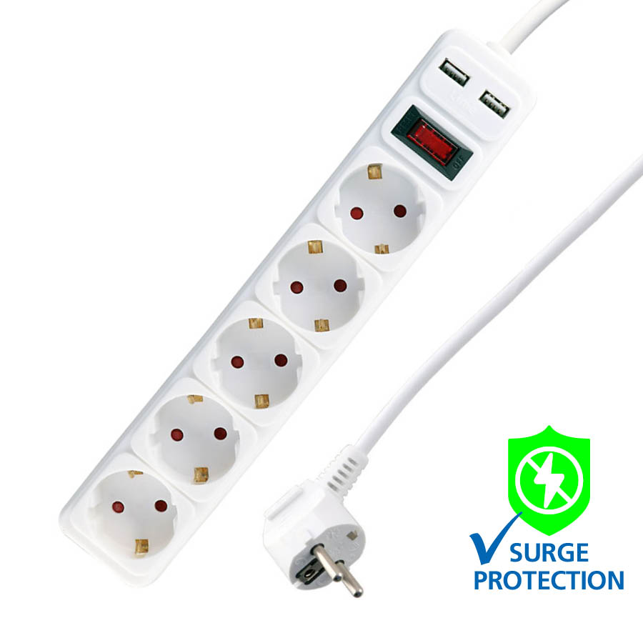 Πολύπριζα 5θ+2USB 3.5A Με Διακόπτη 1.5M