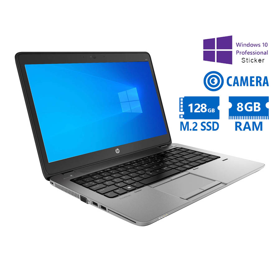 HP ProBook 840G2 i5-5300U/14"/8GB DDR3/128GB M.2 SSD/No ODD/Camera/10P Grade A Refurbished Laptop