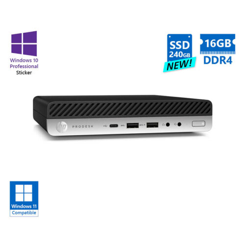 HP ProDesk 600G4 DM i5-8500T/16GB DDR4/240GB SSD New/No ODD/10P Grade A Refurbished PC