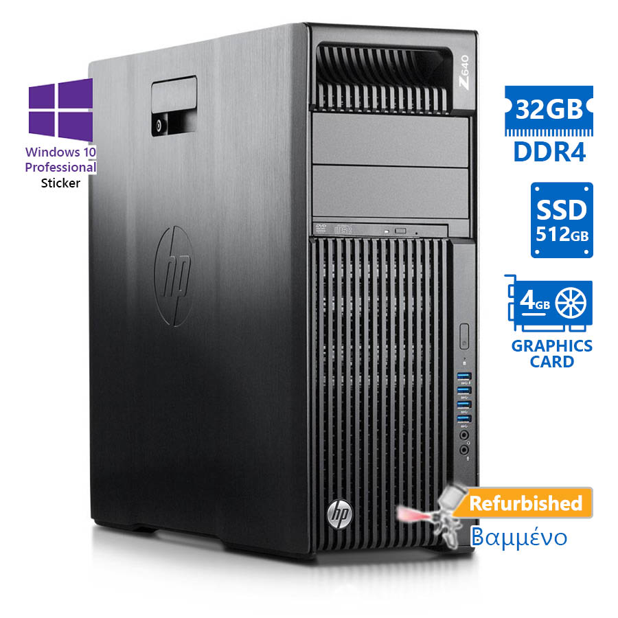 HP Z640 Tower Xeon E5-2630v3(8-Cores)/32GB DDR4/512GB SSD/Nvidia 4GB/No ODD/10P Grade A+ Workstation