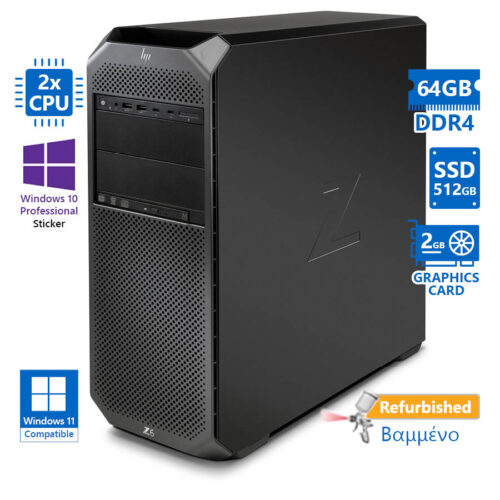 HP Z6G4 Tower Xeon 2xSilver 4114(10-Cores)/64GB DDR4/512GB SSD/Nvidia 2GB/DVD/10P Grade A+ Workstati