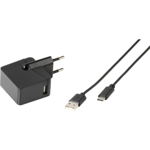 VIVANCO TRAVEL CHARGER 3A + DATA CABLE TYPE C 1m black