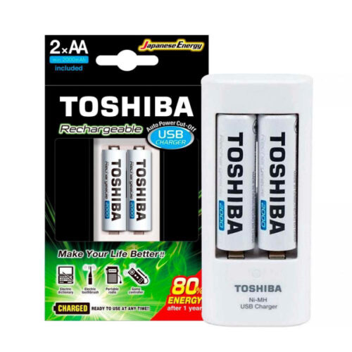 ΕΠΑΝΑΦΟΡΤΙΖΟΜΕΝΕΣ ΜΠΑΤΑΡΙΕΣ AA TOSHIBA 2000mAh TNHC-6GME2 CB 2τεμ + ΦΟΡΤΙΣΤΗ