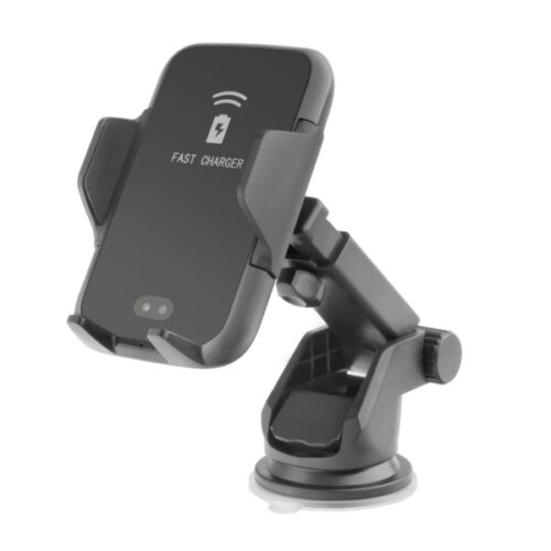 UNIVERSAL CAR HOLDER SMART AUTOMATIC WITH QI CHARGING black