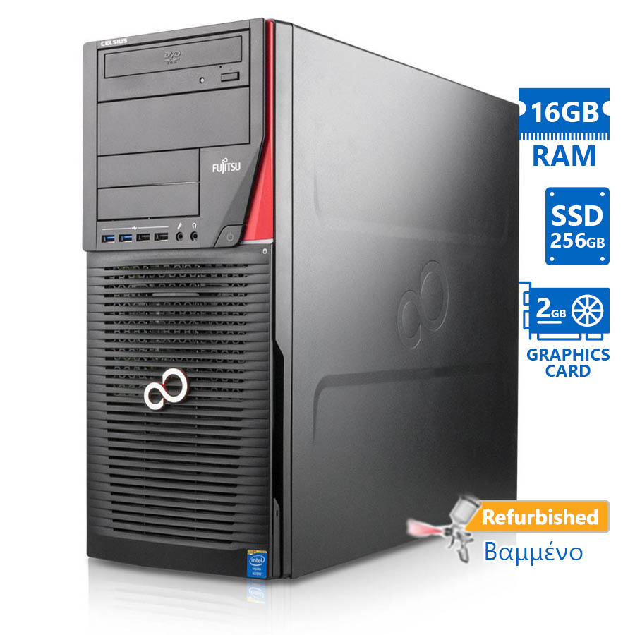 Fujitsu Celsius M730 Tower Xeon E5-1620v2(4-Cores)/16GB DDR3/256GB SSD/Nvidia 2GB/DVD/Grade A+ Works