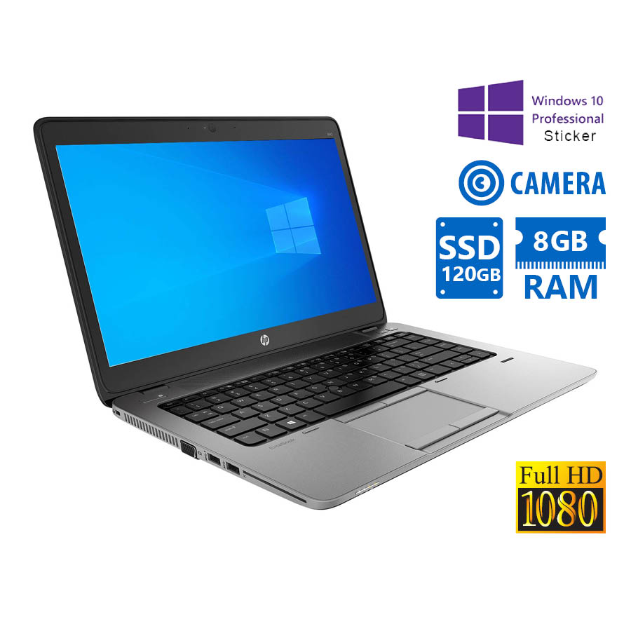 HP Elitebook 840G2 i7-5500U/14" FHD/8GB DDR3/120GB SSD/No ODD/Camera/10P Grade A Refurbished Laptop