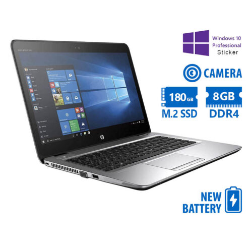 HP Elitebook 840G3 i5-6300U/14” FHD/8GB DDR4/180GB M.2 SSD/No ODD/Camera/New Battery/10P Grade A Ref