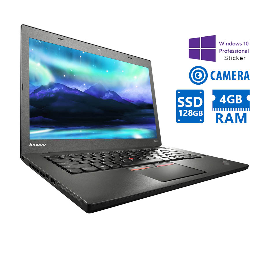 Lenovo (A-) ThinkPad T450 i5-4300U/14”/4GB DDR3/128GB SSD/No ODD/Camera/10P Grade A- Refurbished Lap