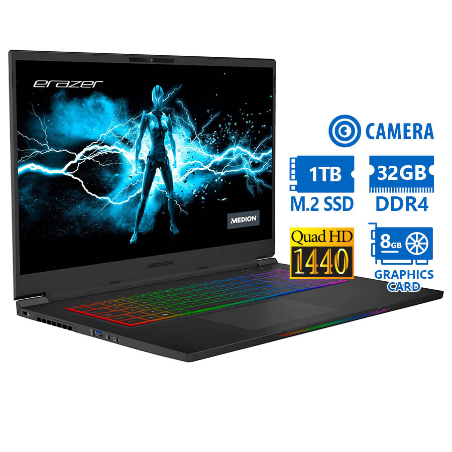 Medion Erazer Beast X25 AMD Ryzen 7 5800H/17.3” QHD/32GB DDR4/1TB M.2 SSD/Nvidia 8GB/No ODD/Camera/G