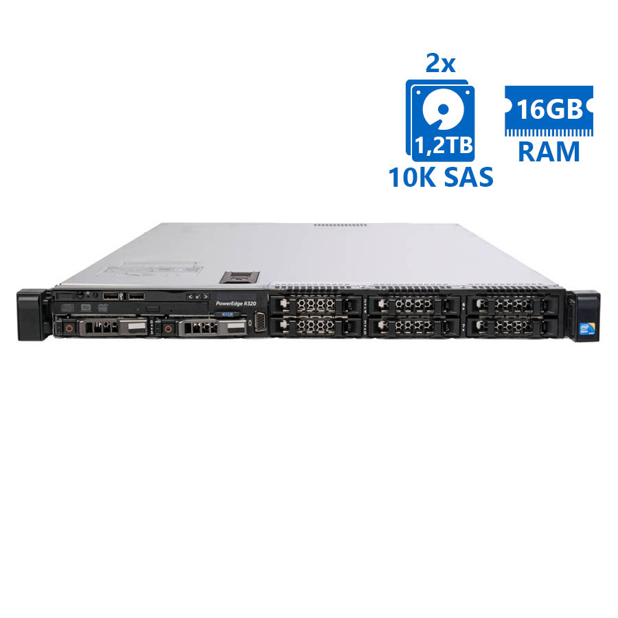 Refurbished Server Dell Poweredge R320 R1U E5-2407/16GB DDR3/2x1.2TB SAS 10K/10xSFF/2xPSU/DVD/Perc H