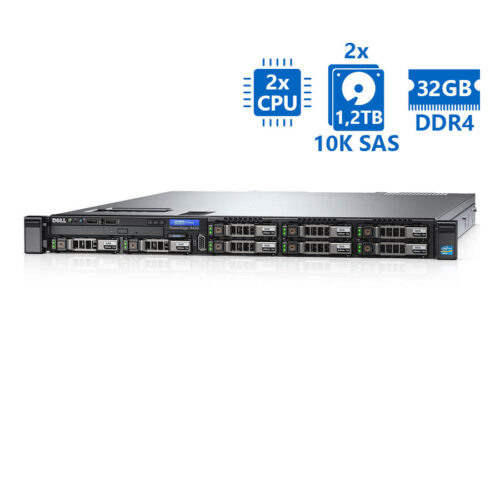 Refurbished Server Dell Poweredge R430 R1U 2xE5-2407/32GB DDR4/2x1.2TB SAS 10K/8xSFF/2xPSU/No ODD/Pe