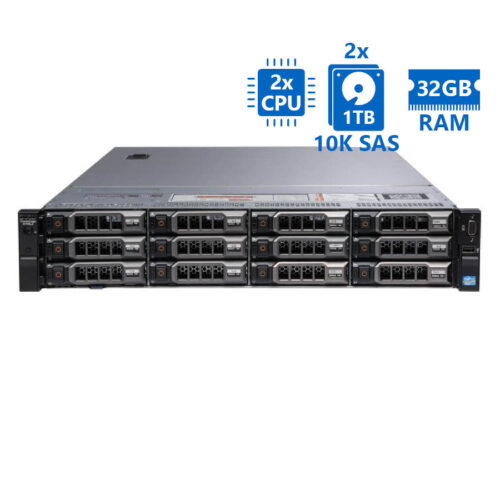 Refurbished Server Dell Poweredge R720XD R2U 2xE5-2650v2/32GB DDR3/2x1TB SAS 10K/12xLFF  & 2xSFF/2xP
