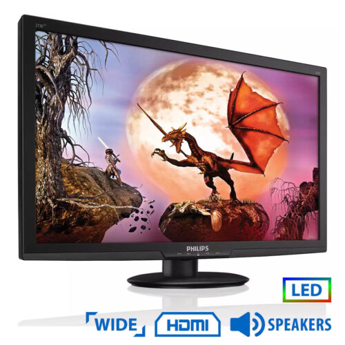 Used Monitor 273E3LHSB LED/Philips/27"/1920x1080/Wide/Black/w/Speakers/D-SUB & DVI-D & HDMI