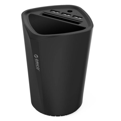 3 port USB car charger with card holder